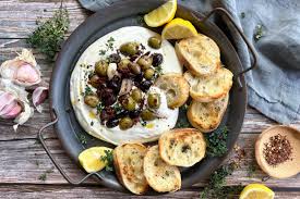 Whipped Feta with Grilled Olives