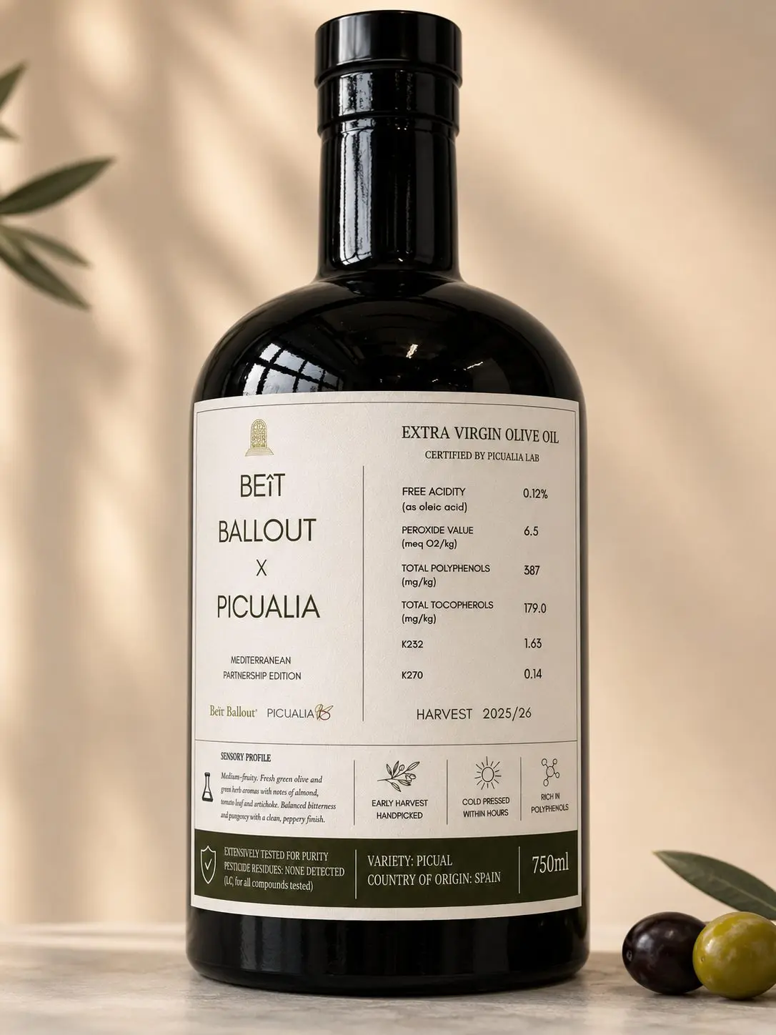 Beît Ballout & Friends from around the world: Picualia Spanish EVOO - 750ml